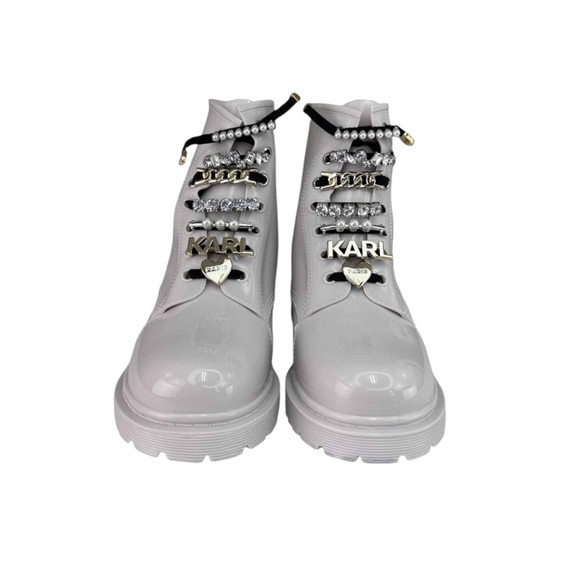 KARL LAGERFELD NWT White TOPANGA Rubber Boots Size 9 - Picture 3 of 11